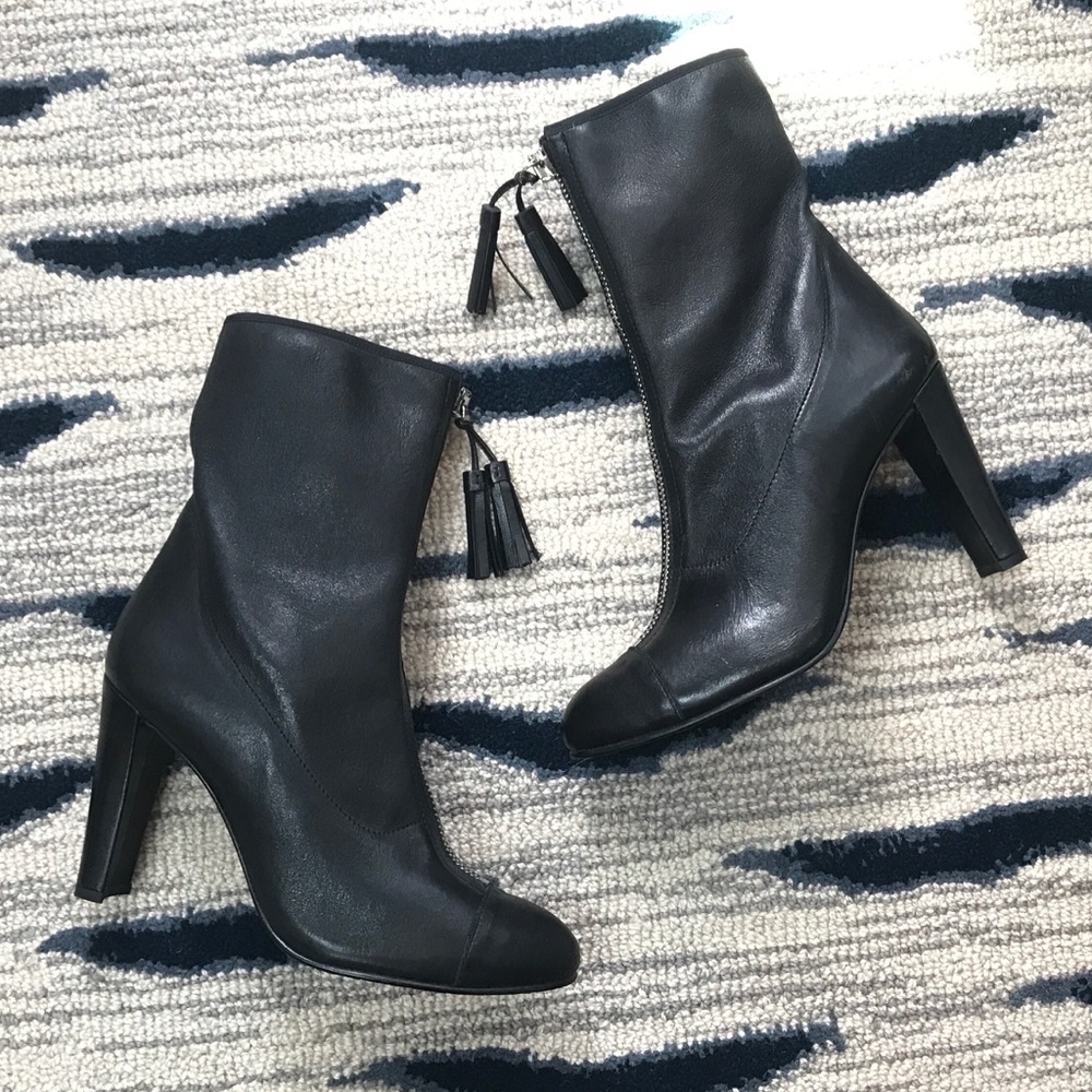 Stuart Weitzman Clinger Boot Black Leather Moto 10